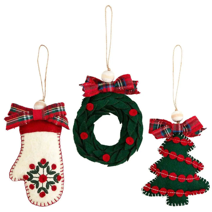 Tartan Bow Felt Ornament - Madison's Niche 