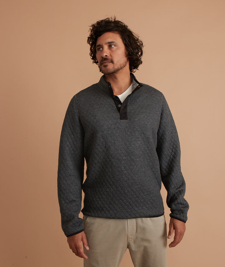 Corbet Reversible Pullover in Heather Grey & Charcoal