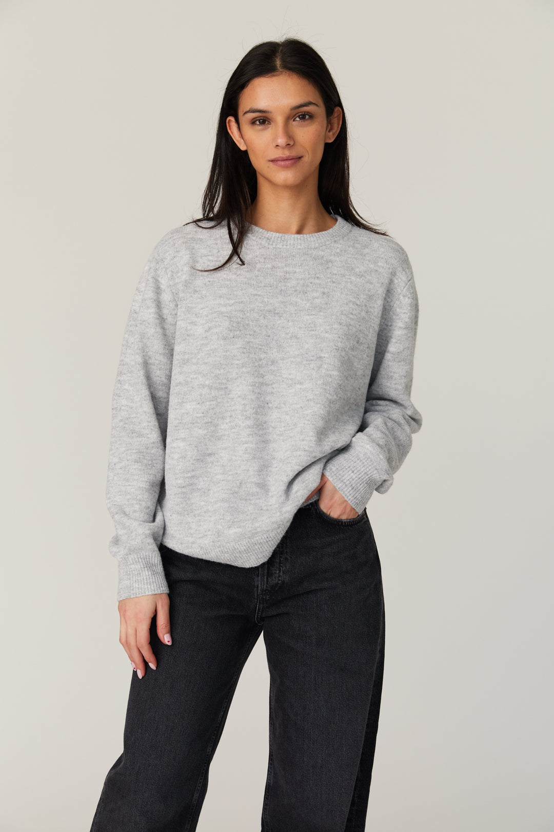 Kesia Crewneck Jumper in Light Grey