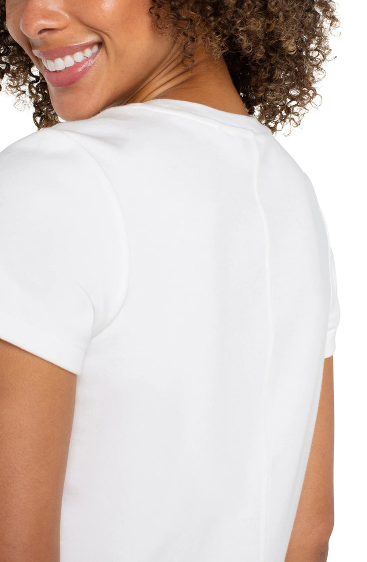 Short Sleeve Crewneck Knit Tee in White