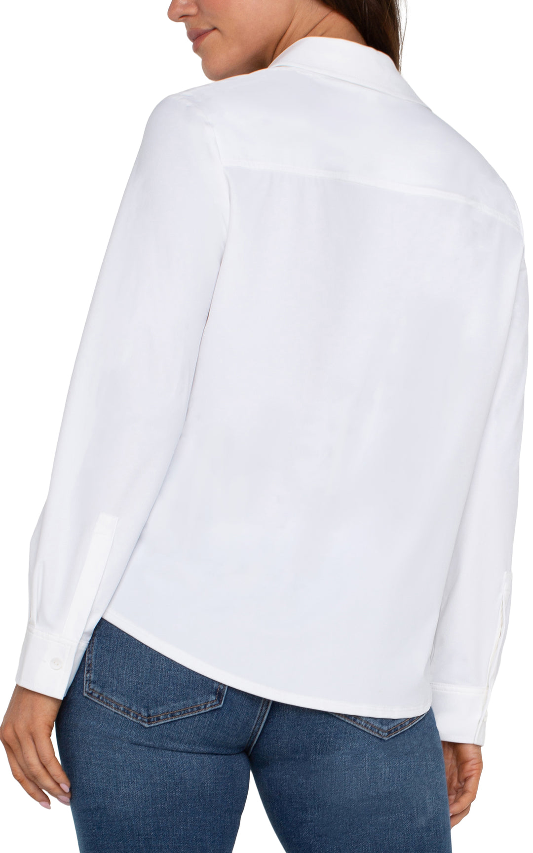 Button Front Knit Shirt in White