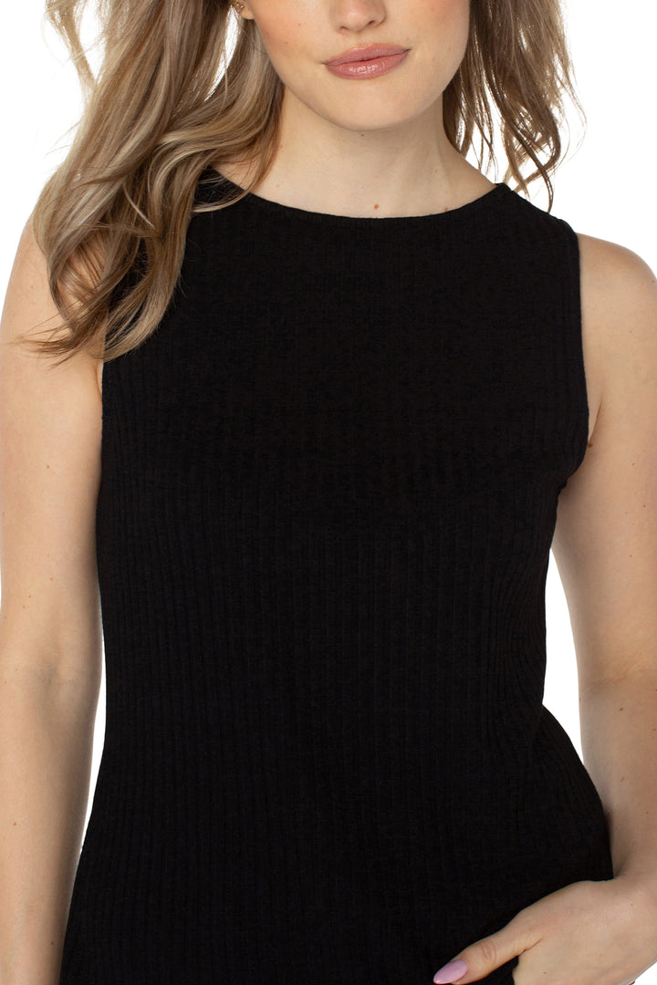 Slvls Boat Neck Rib Knit Top in Black