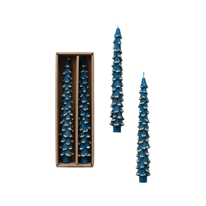 Tree Tapers in Blue with Gold