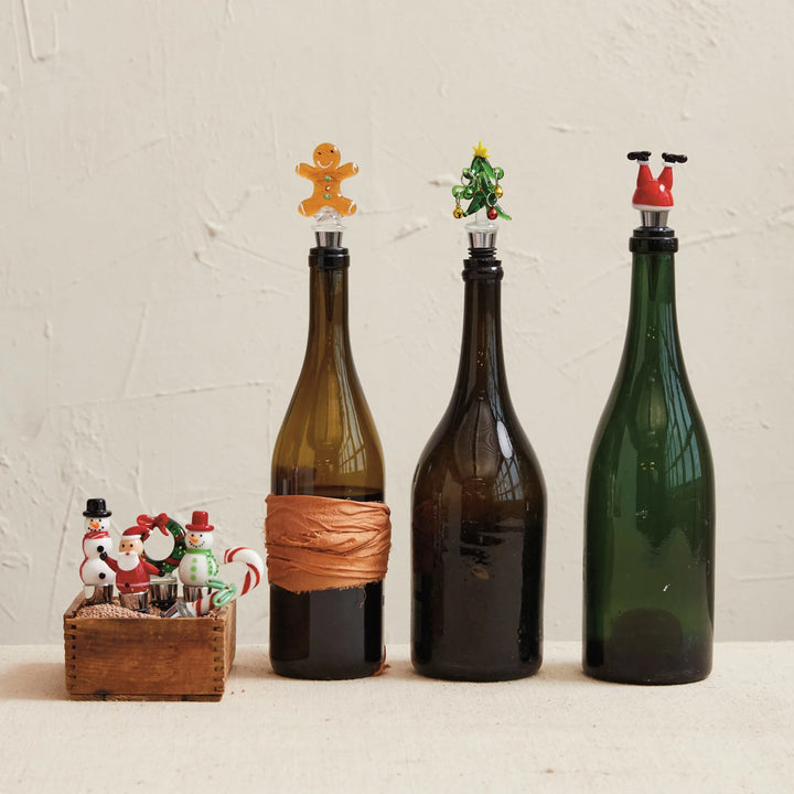 Holiday Glass Wine Stopper