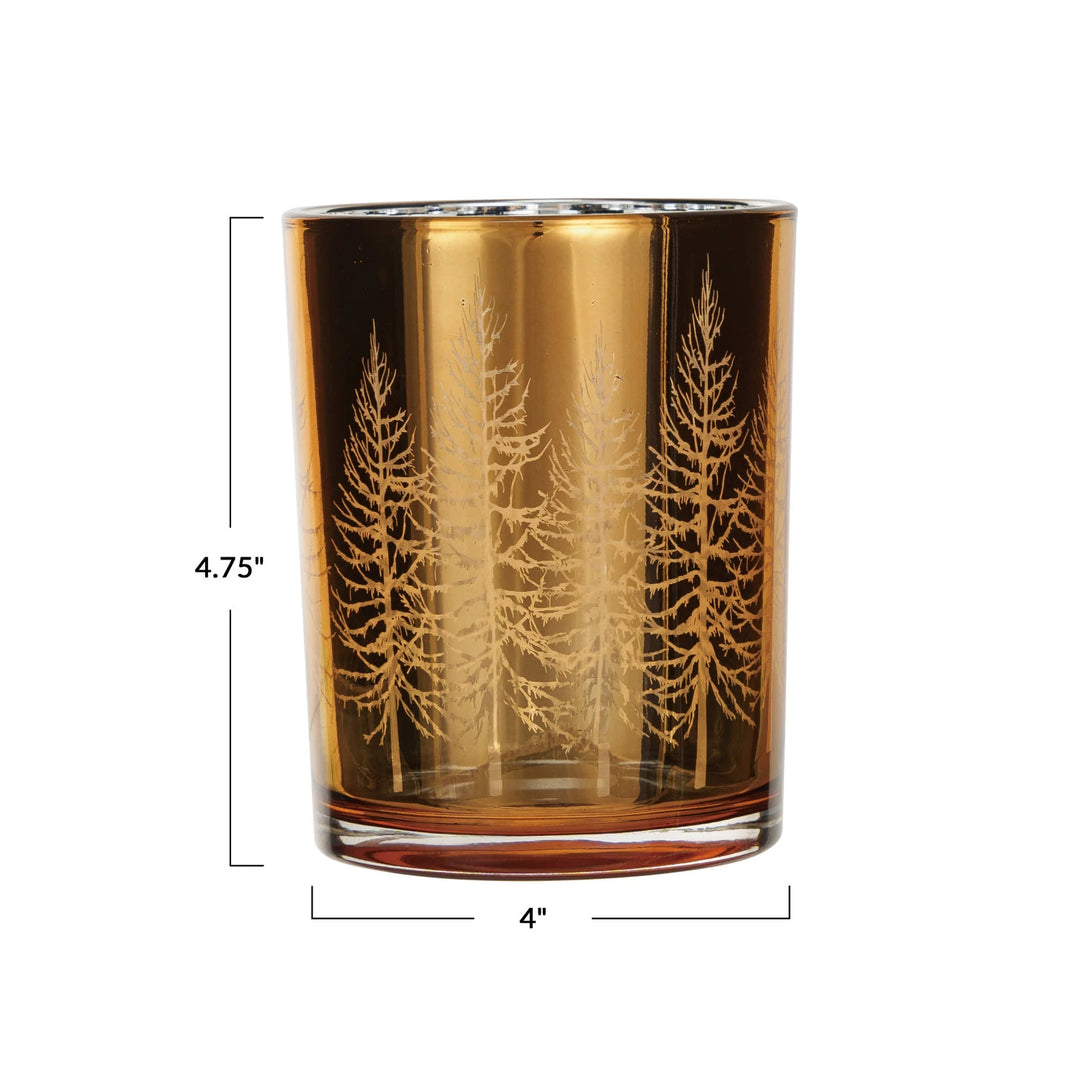 Gold Candle Holder with Trees