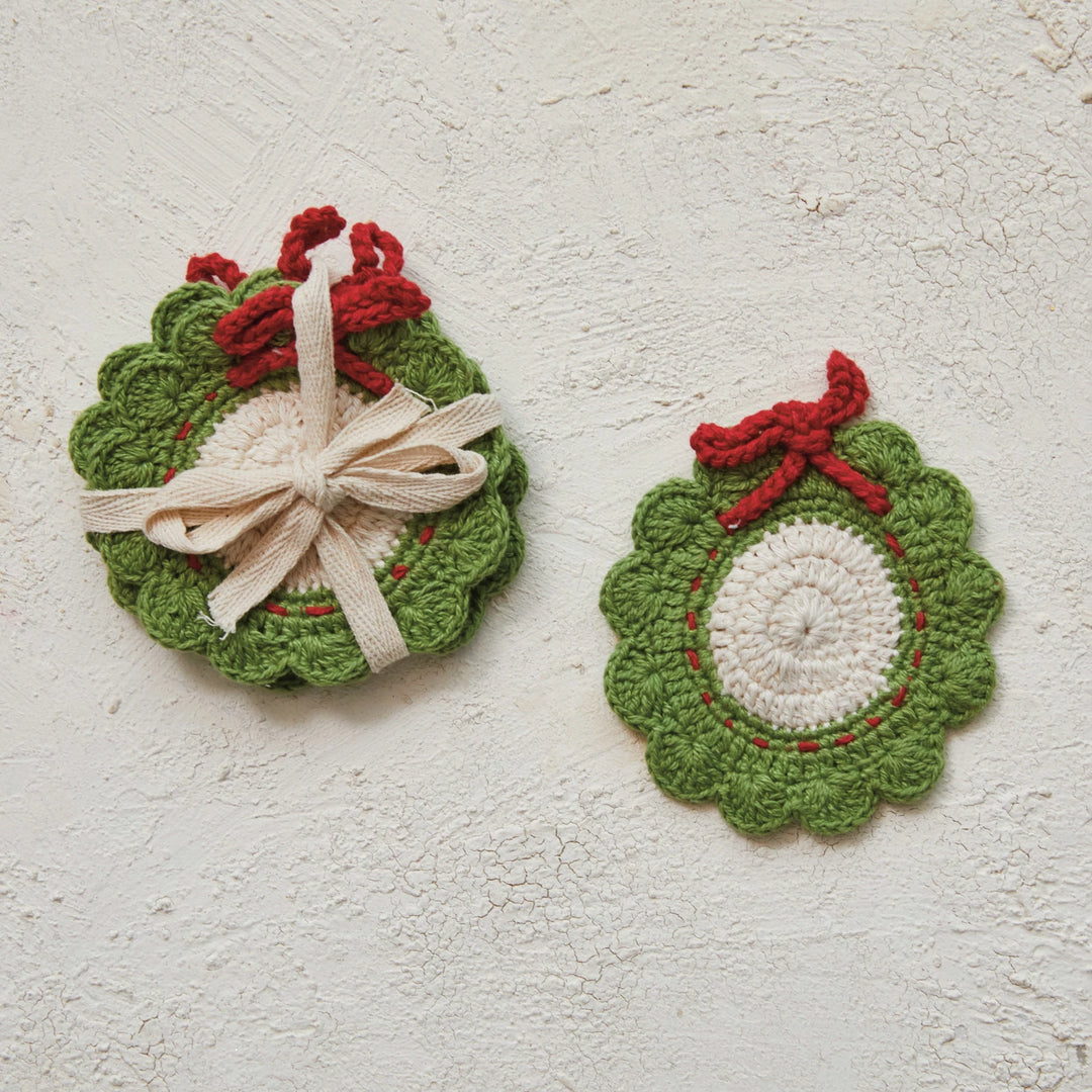 Set of 4 Crotchet Wreath Coasters