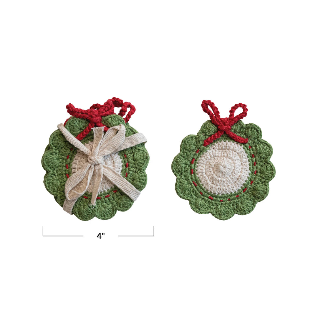 Set of 4 Crotchet Wreath Coasters