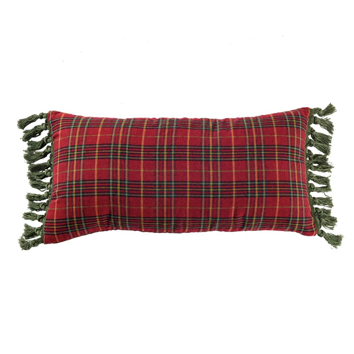 Plaid Pillow with Tassels