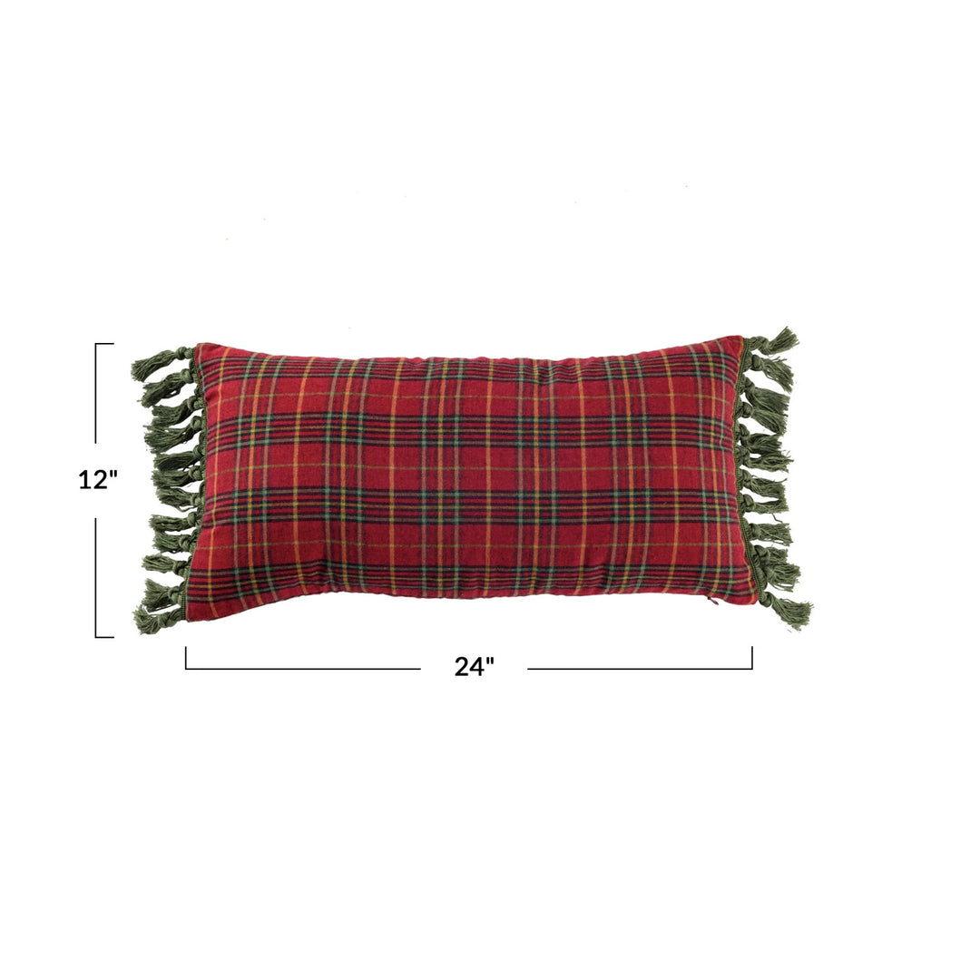 Plaid Pillow with Tassels