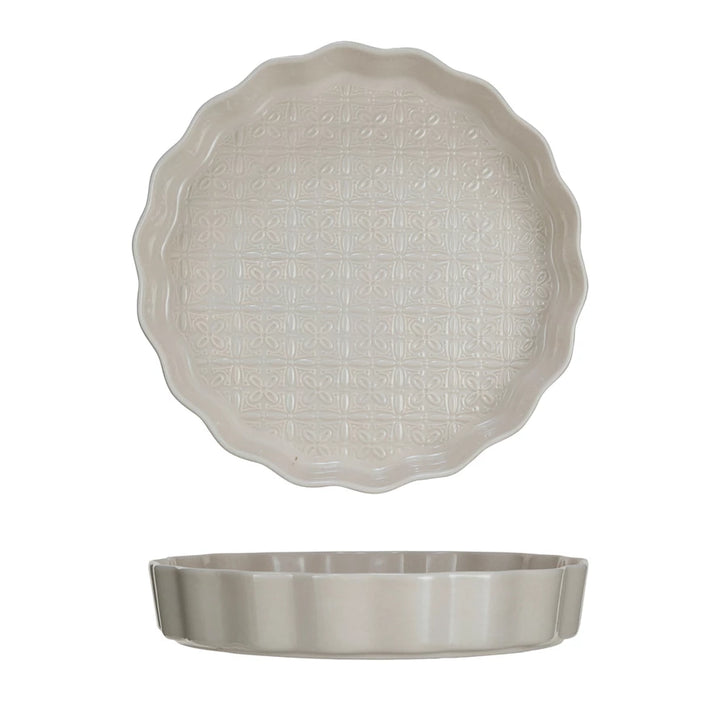 Cream Fluted Pie Dish