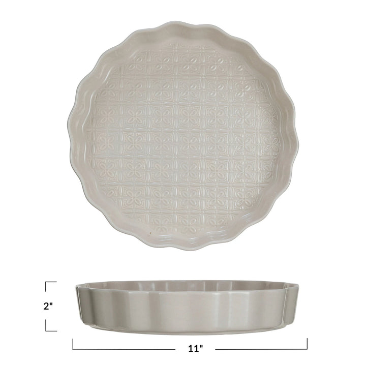 Cream Fluted Pie Dish