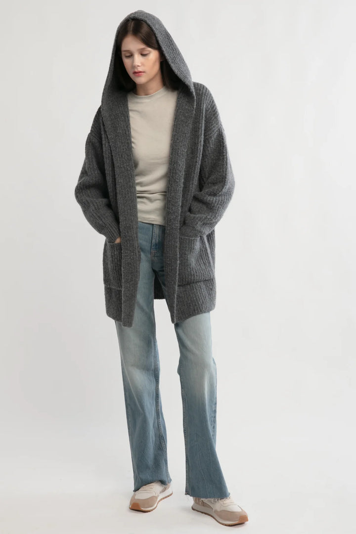 Lazy Day Hooded Cardigan in Charcoal