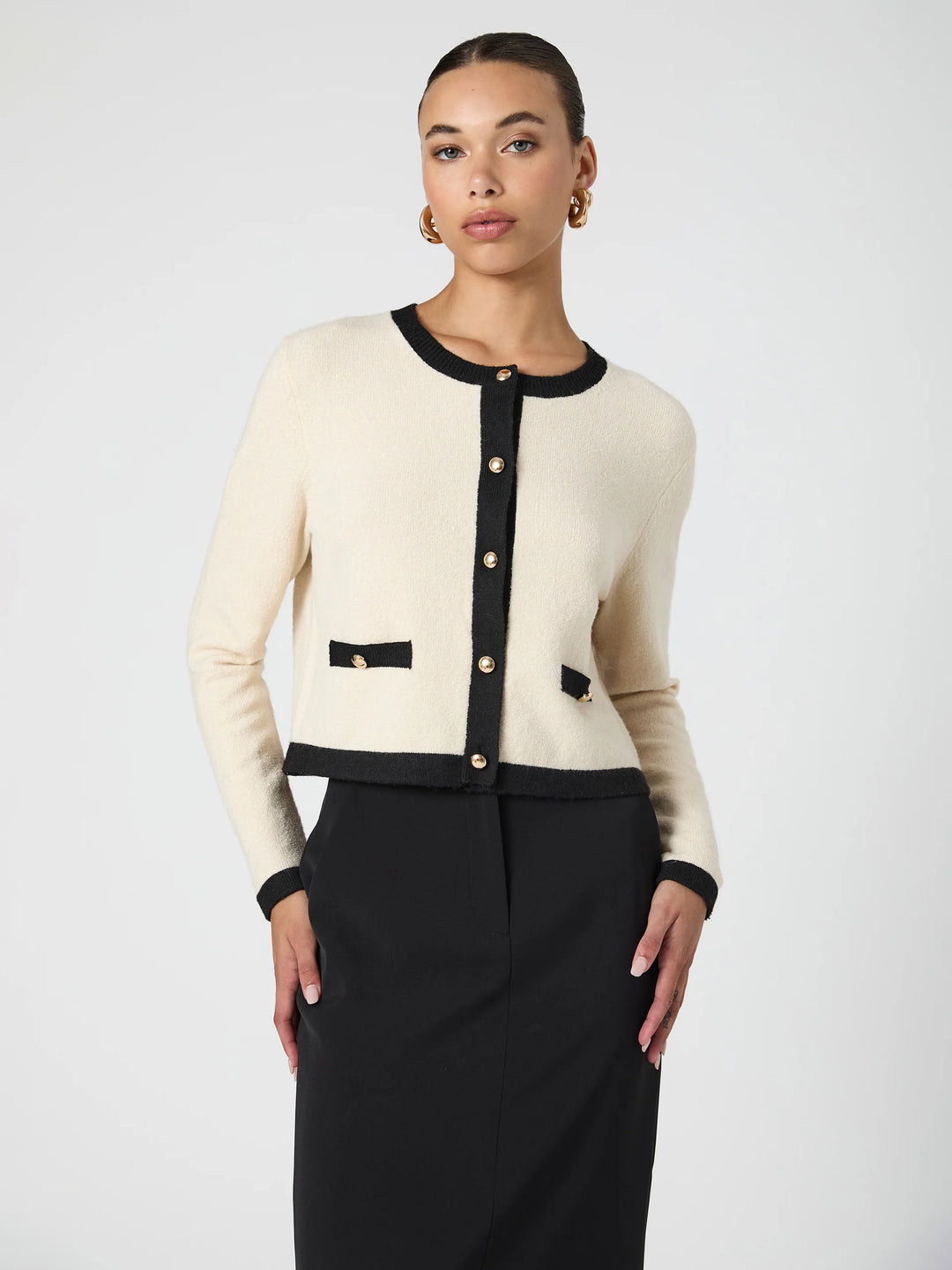 Vhari Contrast Cardigan in Cream